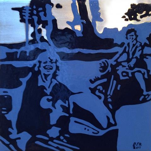 Ladies on Bikes (blue)