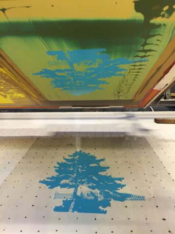 Screenprinting blue tree